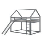 Bunk Bed 140x200cm House Bed Slide & Ladder - Grey