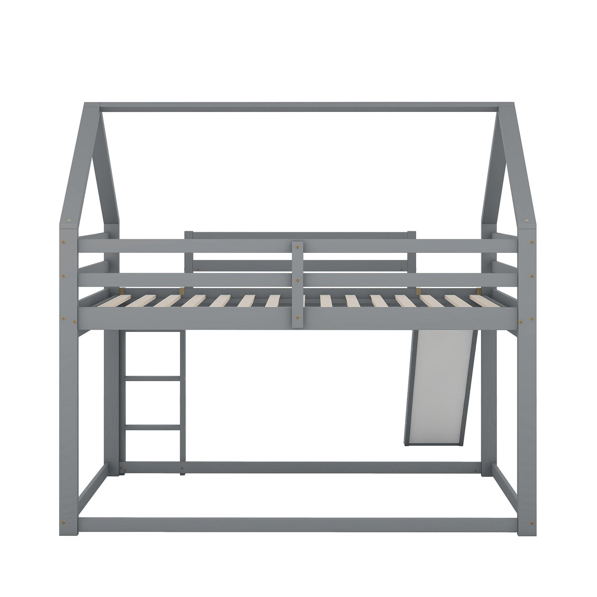 Bunk Bed 140x200cm House Bed Slide & Ladder - Grey
