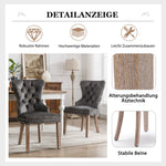Set of 4 Dining Chairs Upholstered Door Knocker Back Solid Wood Grey Velvet