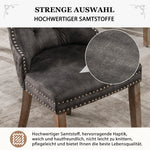 Dining Chair Set 6 Pieces Upholstered Nailhead Trim Door Knocker Back Solid Wood Grey Velvet