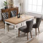 Set of 4 Dining Chairs Upholstered Door Knocker Back Solid Wood Grey Velvet