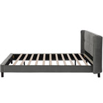 Upholstered Bed 180x200 Slatted Base Headboard - Velvet Grey