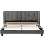 Upholstered Bed 180x200 Slatted Base Headboard - Velvet Grey