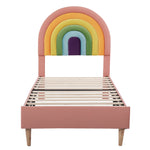Upholstered Bed 90x200cm Height-Adjustable Headboard Slatted Base Velvet Pink