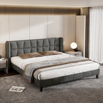 Upholstered Bed 180x200 Slatted Base Headboard - Velvet Grey