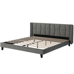 Upholstered Bed 180x200 Slatted Base Headboard - Velvet Grey