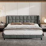 Upholstered Bed 180x200 Slatted Base Headboard - Velvet Grey