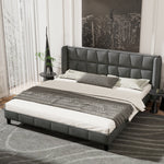 Upholstered Bed 180x200 Slatted Base Headboard - Velvet Grey