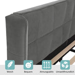 Upholstered Bed 180x200 Slatted Base Headboard - Velvet Grey