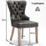 Set of 4 Dining Chairs Upholstered Door Knocker Back Solid Wood Grey Velvet