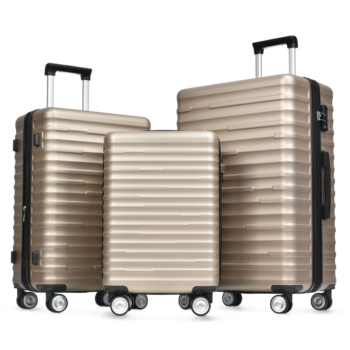 Luggage Set - Expandable, TSA Lock, Waterproof, Telescopic Handle, Gold ABS