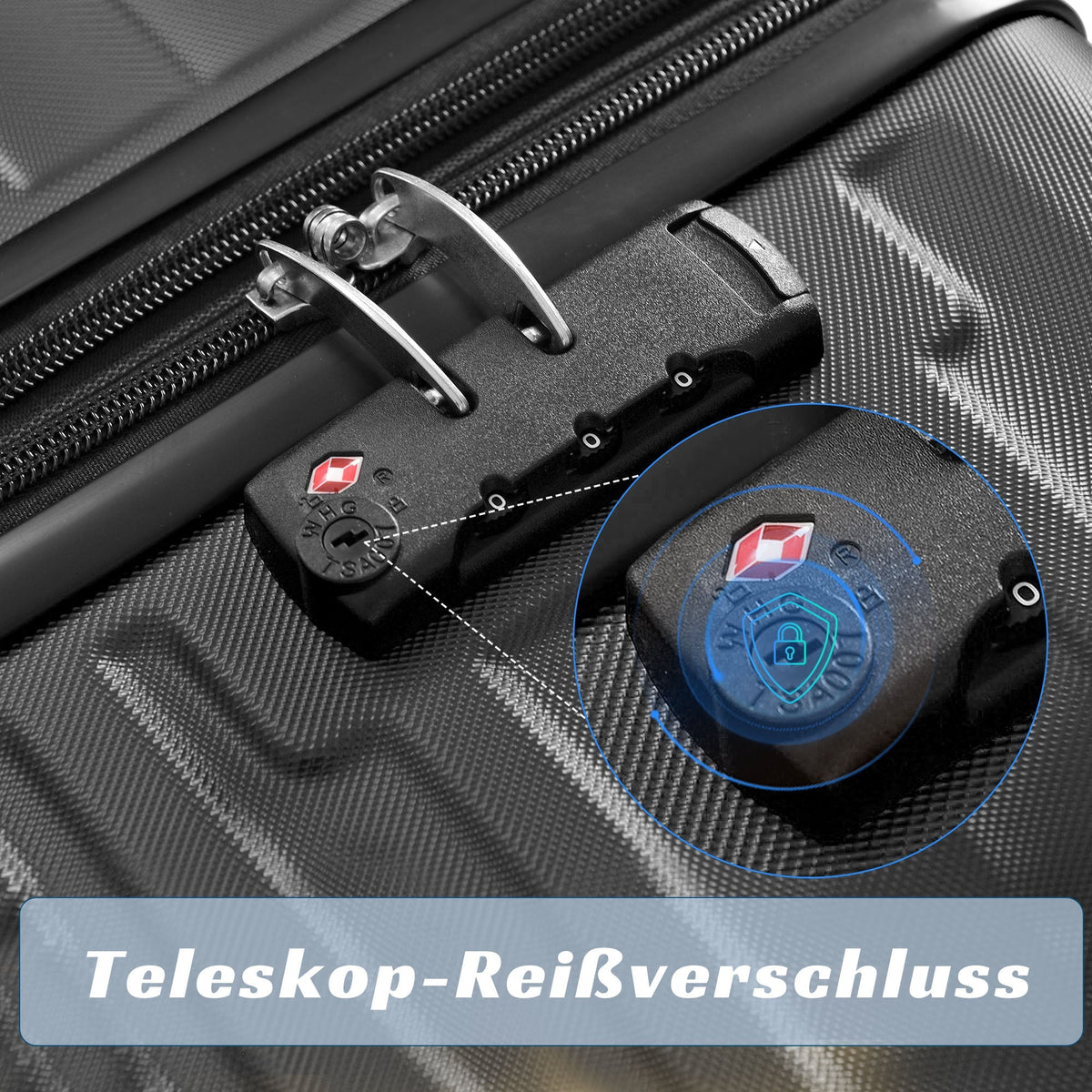 Luggage Set - Three Sizes, ABS Material, TSA Lock, Expandable, Black