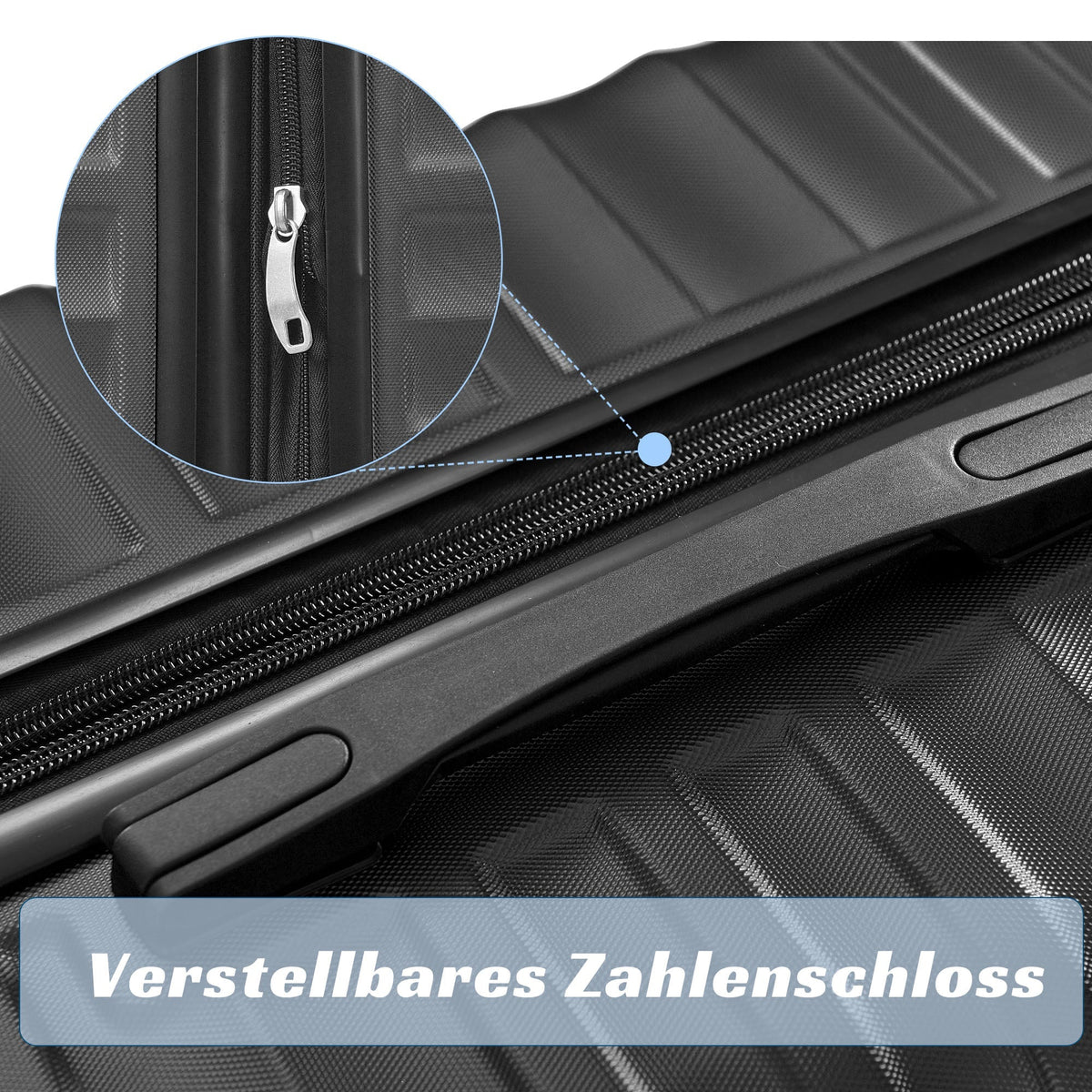 Luggage Set - Three Sizes, ABS Material, TSA Lock, Expandable, Black