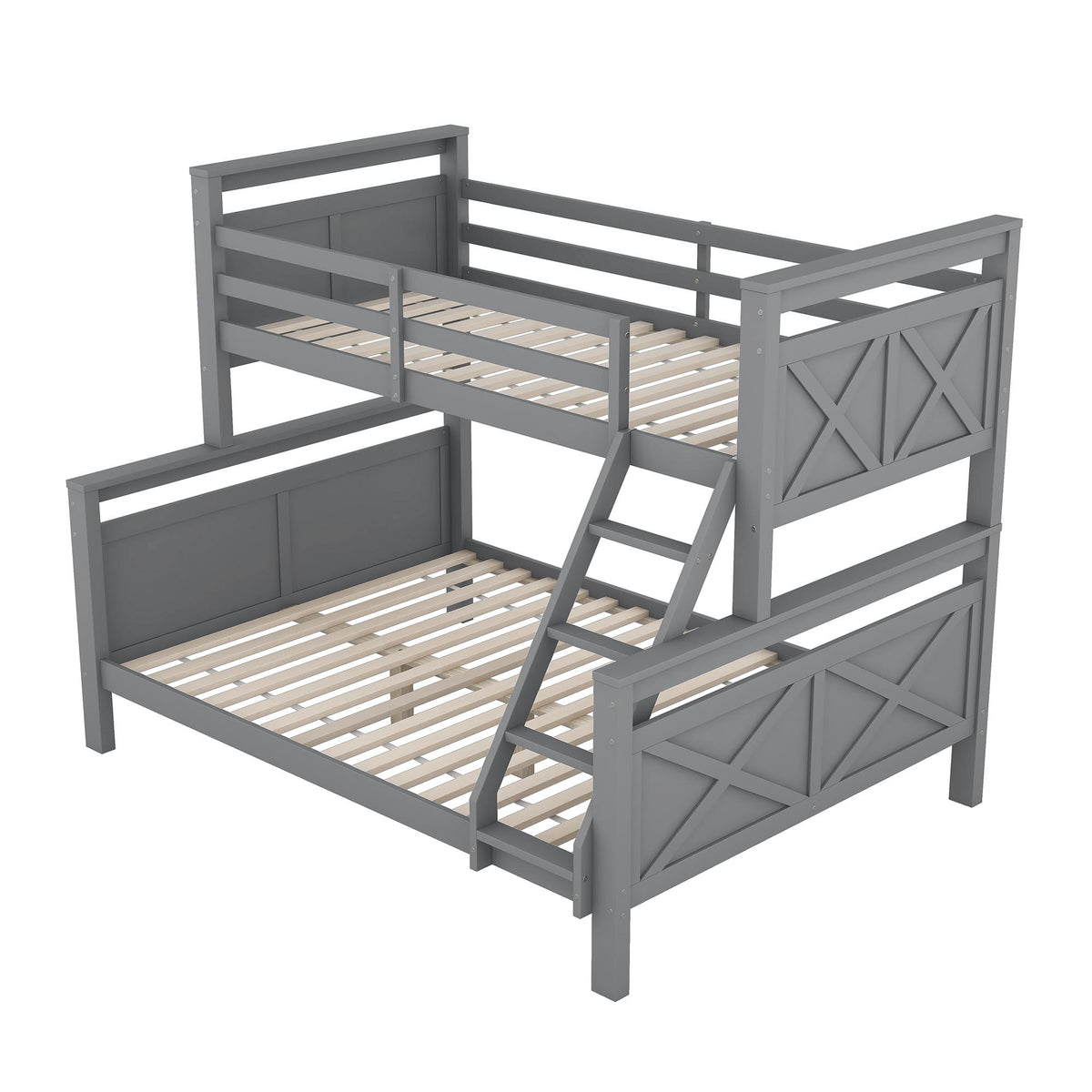 Convertible Bunk Bed 90(140)x200cm with Ladder, Grey Wood