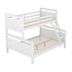 Convertible Bunk Bed with Ladder & Safety Railing - White Wood