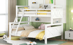 Convertible Bunk Bed with Ladder & Safety Railing - White Wood