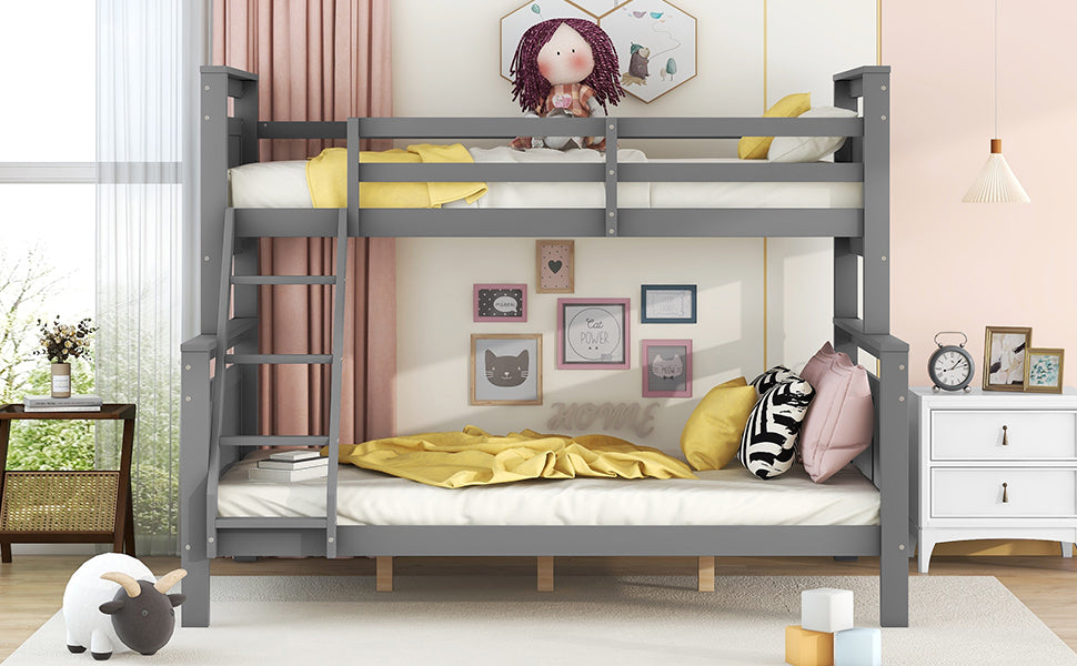 Convertible Bunk Bed 90(140)x200cm with Ladder, Grey Wood