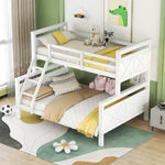 Convertible Bunk Bed with Ladder & Safety Railing - White Wood