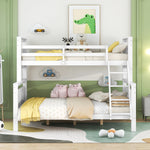 Convertible Bunk Bed with Ladder & Safety Railing - White Wood