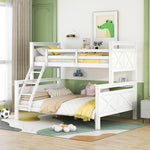 Convertible Bunk Bed with Ladder & Safety Railing - White Wood