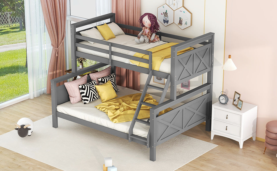 Convertible Bunk Bed 90(140)x200cm with Ladder, Grey Wood