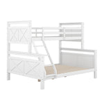 Convertible Bunk Bed with Ladder & Safety Railing - White Wood