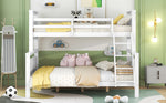 Convertible Bunk Bed with Ladder & Safety Railing - White Wood