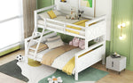 Convertible Bunk Bed with Ladder & Safety Railing - White Wood