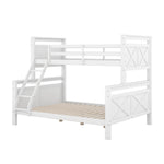 Convertible Bunk Bed with Ladder & Safety Railing - White Wood