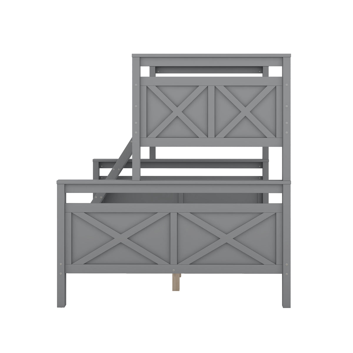 Convertible Bunk Bed 90(140)x200cm with Ladder, Grey Wood