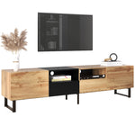 Modern TV Stand with Spacious Storage, Robust Construction, Black and Wood