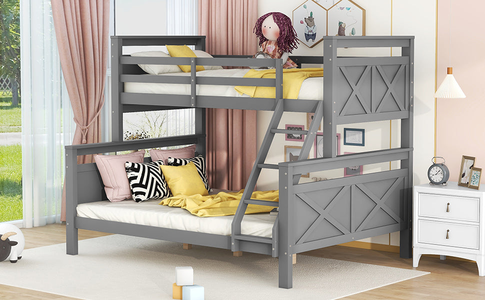 Convertible Bunk Bed 90(140)x200cm with Ladder, Grey Wood