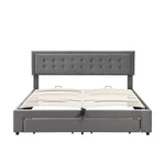 Upholstered Double Bed 160x200 Storage Drawers Slatted Frame - Velvet Grey