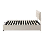 Upholstered Double Bed 180x200 with Storage Drawers, Beige Velvet