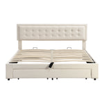 Upholstered Double Bed 160x200cm Storage Box Drawers Slatted Frame - Velvet Beige