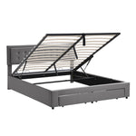 Upholstered Double Bed 160x200 Storage Drawers Slatted Frame - Velvet Grey
