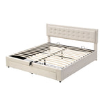 Upholstered Double Bed 160x200cm Storage Box Drawers Slatted Frame - Velvet Beige