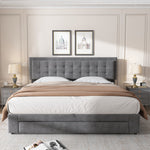 Upholstered Double Bed 160x200 Storage Drawers Slatted Frame - Velvet Grey