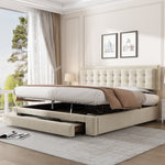 Upholstered Double Bed 160x200cm Storage Box Drawers Slatted Frame - Velvet Beige