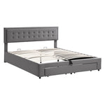 Upholstered Double Bed 160x200 Storage Drawers Slatted Frame - Velvet Grey
