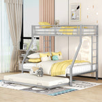Bunk Bed with Pull-Out Bed, 90(140)x200cm, Silver Metal