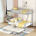 Bunk Bed with Pull-Out Bed, 90(140)x200cm, Silver Metal