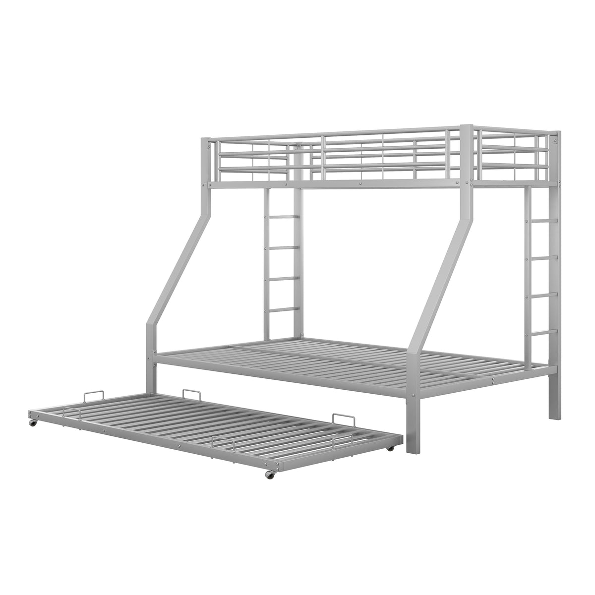Bunk Bed with Pull-Out Bed, 90(140)x200cm, Silver Metal