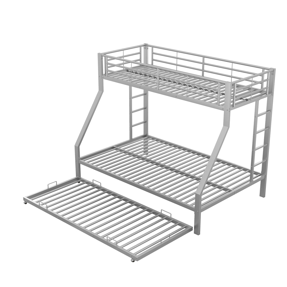 Bunk Bed with Pull-Out Bed, 90(140)x200cm, Silver Metal