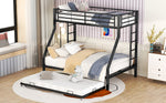 Bunk Bed Metal Pull-out Bed Ladder 90(140)x200cm - Black