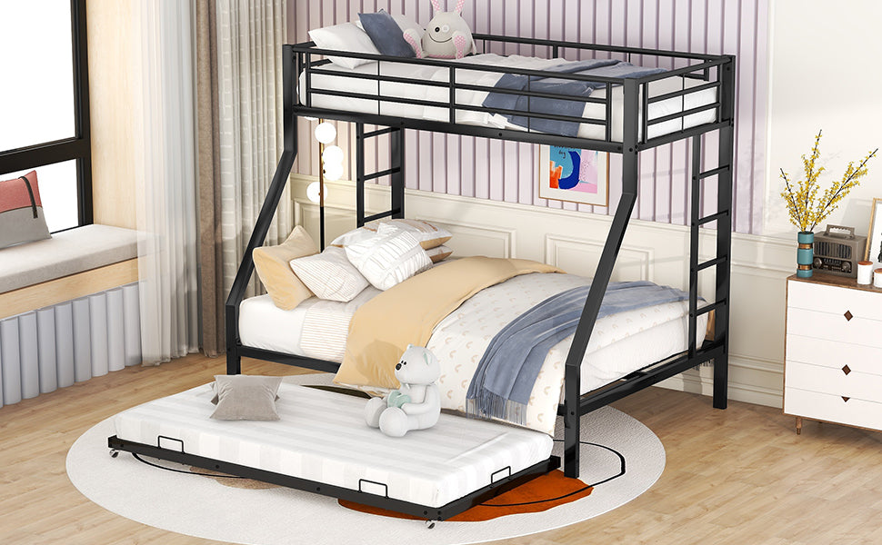 Bunk Bed Metal Pull-out Bed Ladder 90(140)x200cm - Black