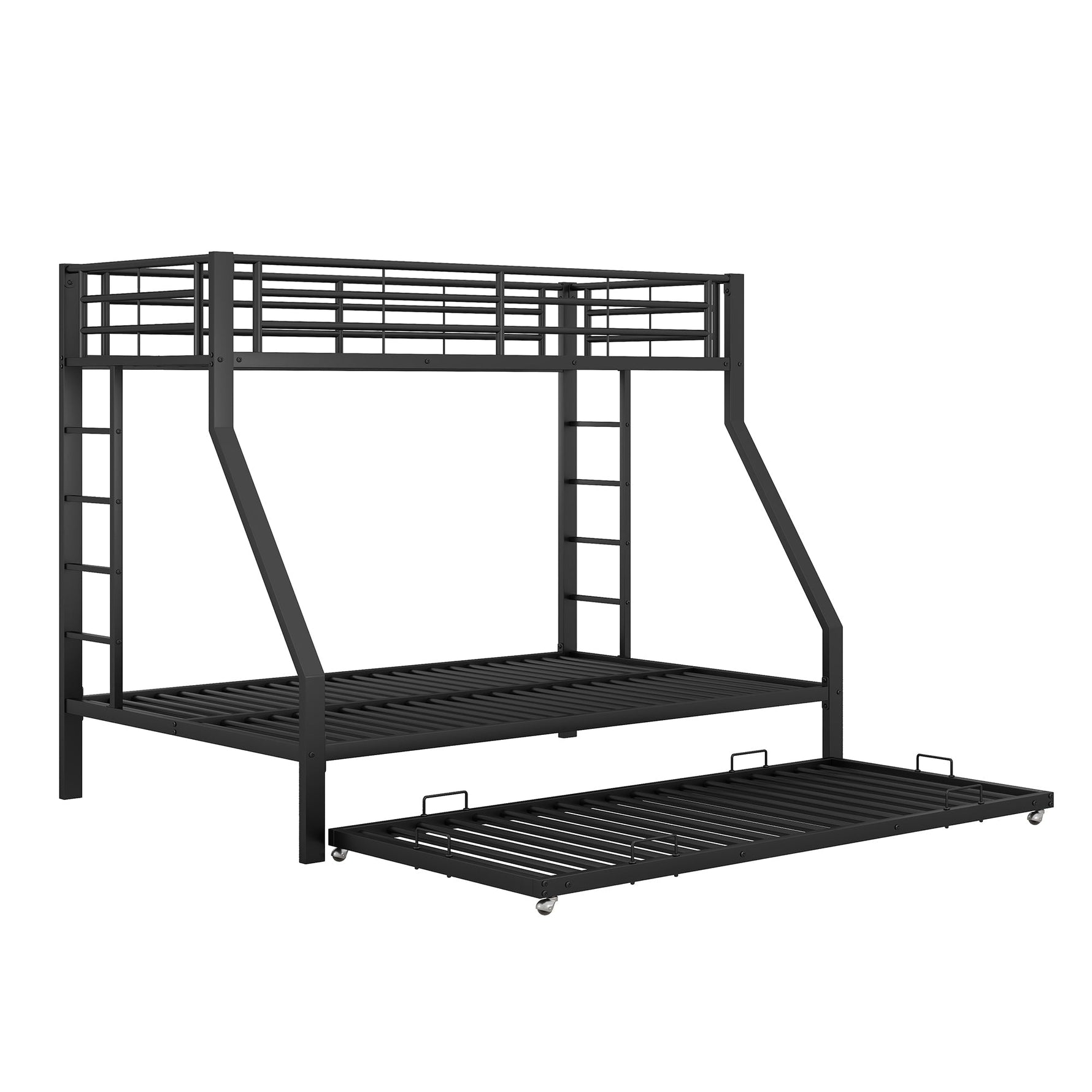 Bunk Bed Metal Pull-out Bed Ladder 90(140)x200cm - Black