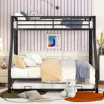 Bunk Bed Metal Pull-out Bed Ladder 90(140)x200cm - Black