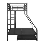 Bunk Bed Metal Pull-out Bed Ladder 90(140)x200cm - Black