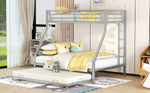Bunk Bed with Pull-Out Bed, 90(140)x200cm, Silver Metal